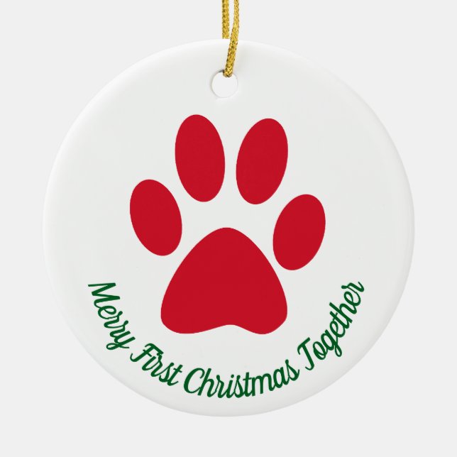 Paw Print First Christmas Together Ornament (Front)