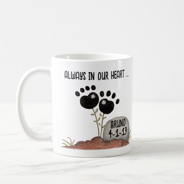 Paw Print Flowers Memory Pet Loss Coffee Mug (Left)