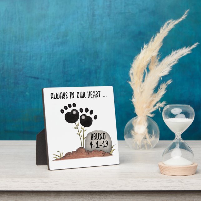 Paw Print Flowers Memory Pet Loss Plaque (Insitu)