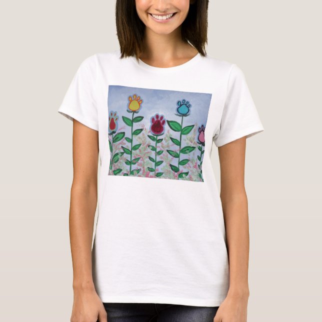 Paw Print Flowers T-Shirt (Front)