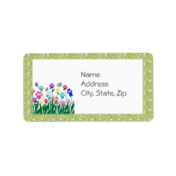 Paw Print Garden  Address Label by marcya7 at Zazzle