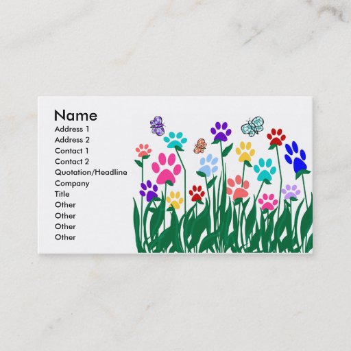 Customizable Paw print garden business card