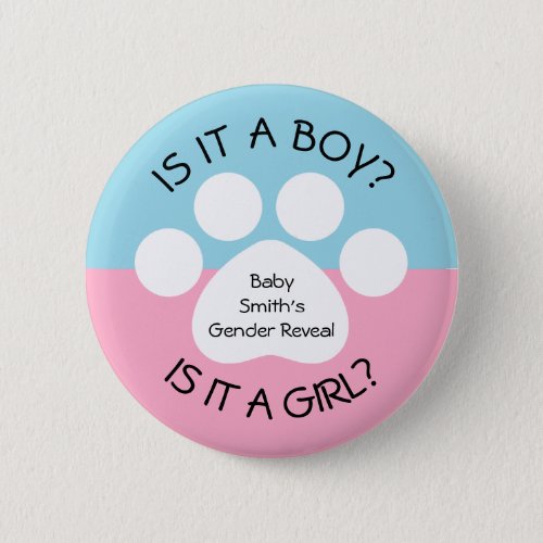 Paw Print Gender Reveal Button