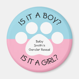 Paw Print Gender Reveal Magnet