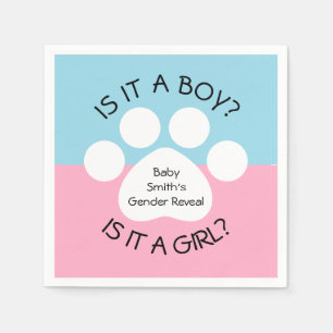 Paw Print Gender Reveal Napkins