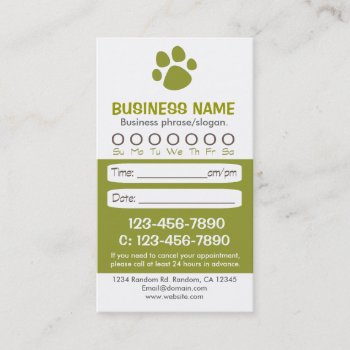 Paw Print Green Veterinarian Appointment Cards by ProfessionalOffice at Zazzle