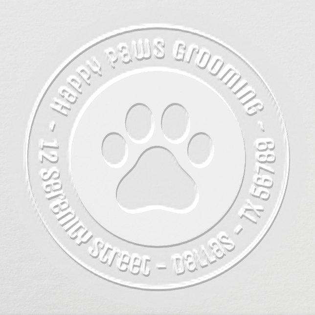 Paw Print Grooming Business Address Embosser (Design)