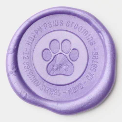 Paw Print Grooming Business Initials Address Wax Seal Sticker