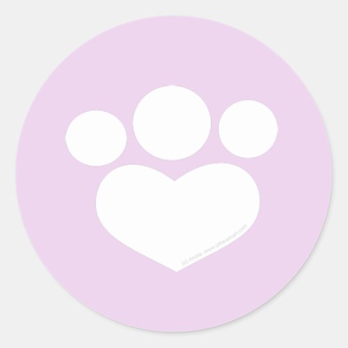 Paw Print Heart 15 inch Thistle Classic Round Sticker