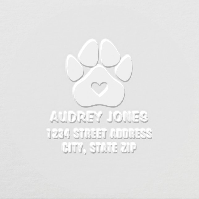 Paw Print Heart Address Embosser (Design)