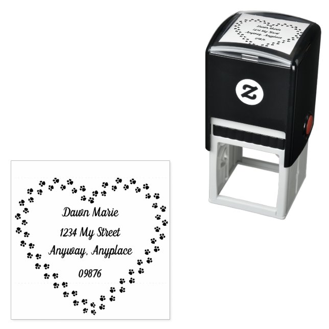 Paw Print Heart Address  Self-inking Stamp (In Situ)