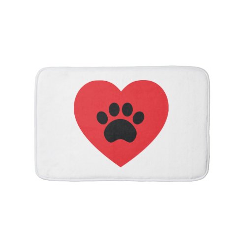 Paw Print Heart Bath Mat