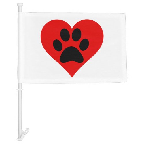 PAW PRINT HEART CAR FLAG