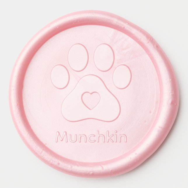 Paw Print Heart Custom Pet Name Wax Seal Sticker (Front)