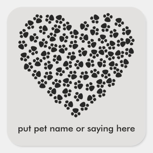 Paw print heart customize me sticker