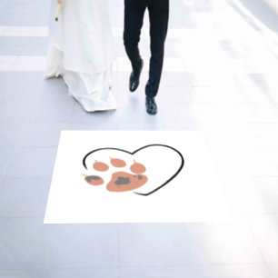 Paw print heart - Cute pet lover design Floor Decals