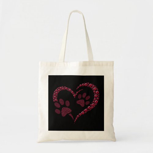 Paw Print Heart Dog Cat Owner Lover Valentine Day  Tote Bag