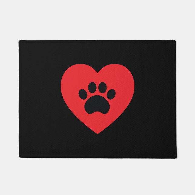 Paw Print Heart Door Mat (Front)