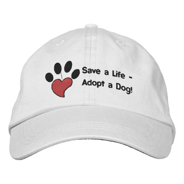Paw Print Heart Embroidered Baseball Hat (Front)