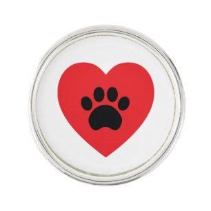 Paw Print Heart Lapel Pin