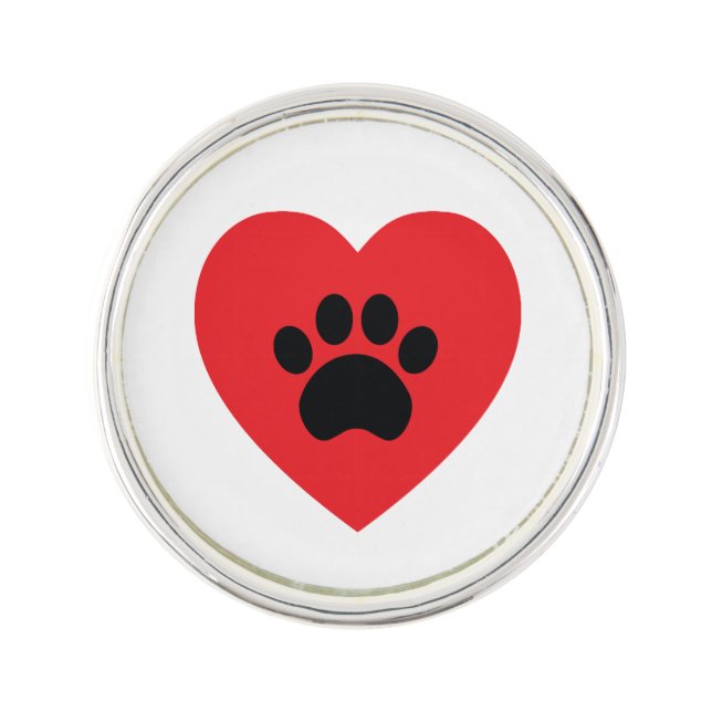 Paw Print Heart Lapel Pin (Front)