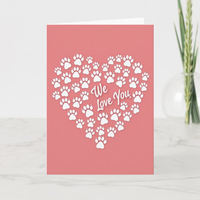 Paw Print Heart Mothers Day Card (Front)