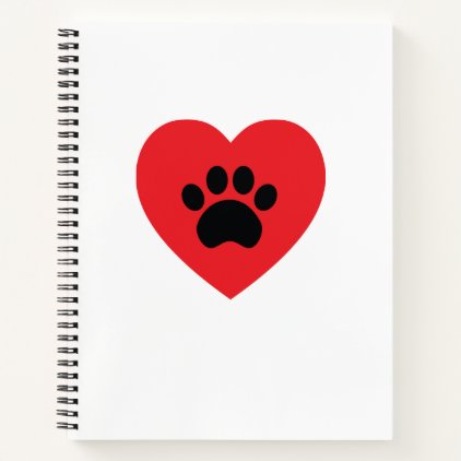 Paw Print Heart Notebook