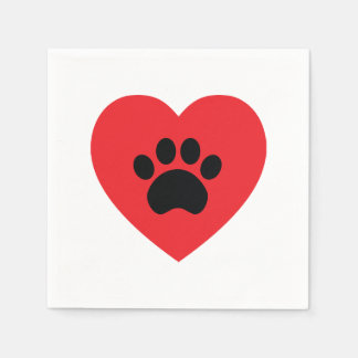 Paw Print Heart Paper Napkins