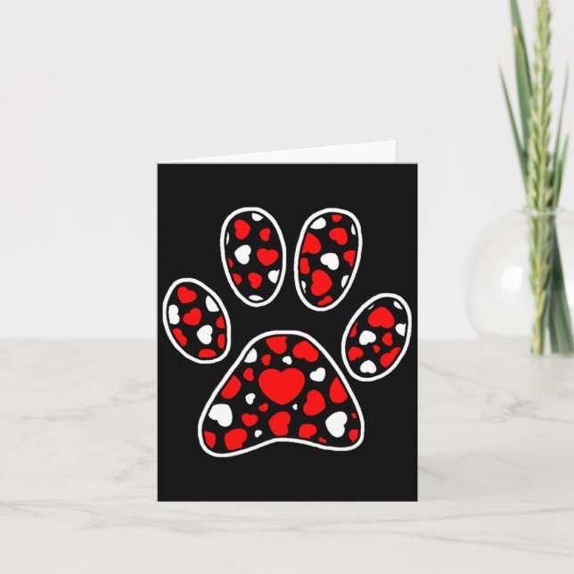 Paw Print Heart Pattern Valentines Day Cute Dog Pu Card (Front)