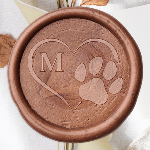 Paw Print Heart Personalized Monogram Wax Seal Stamp