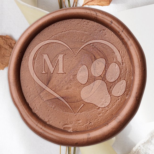 Paw Print Heart Personalized Monogram Wax Seal Stamp (Creator Uploaded)