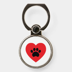 Paw Print Heart Phone Ring Stand