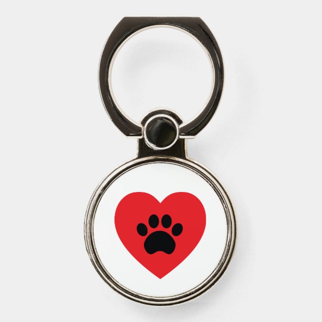 Paw Print Heart Phone Ring Stand (Front)