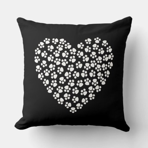 paw print heart pillow