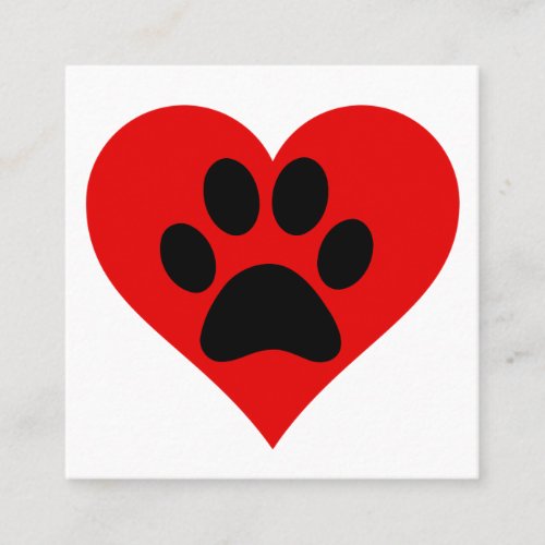 PAW PRINT HEART SQUARE BUSINESS CARD