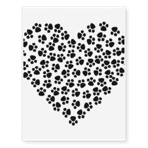 Paw Print Heart Temporary Tattoos