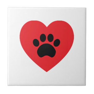 Paw Print Heart Tile