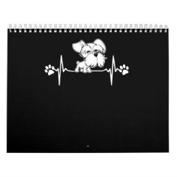 Paw Print heartbeat schnauzer gift Calendar