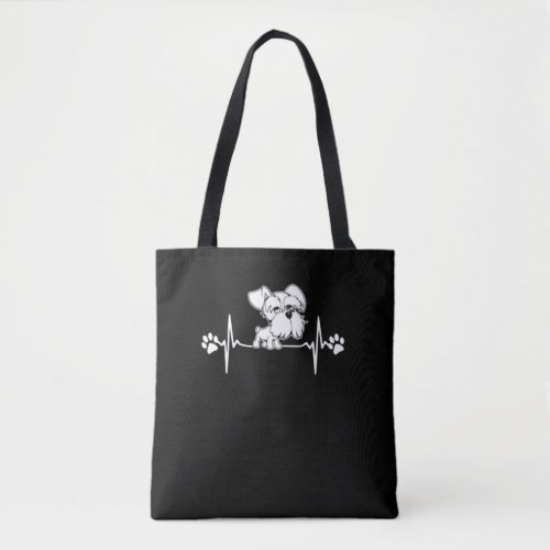 Paw Print heartbeat schnauzer gift Tote Bag