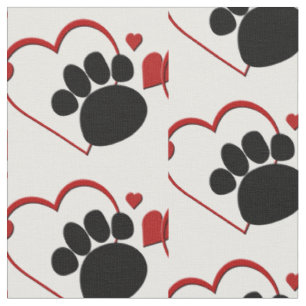 Paw Print Hearts Fabric