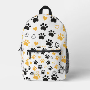 Paw Print & Hearts Pattern Pet Lovers Gift Printed Backpack