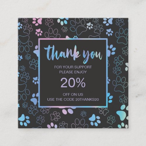 Paw Print Holographic Thank you Discount Cards