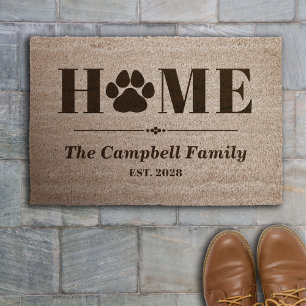 Paw Print Home Family Name Year Established Fiber Doormat