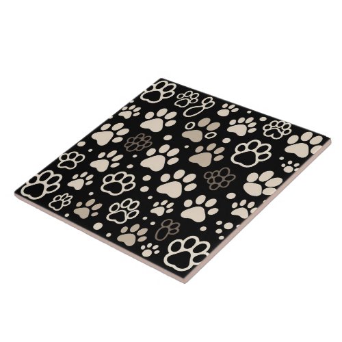 Paw print imprinted different colored canine dog ceramic tile