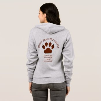 Paw Print In Brown With Business Name Light Hoodie by PAWSitivelyPETs at Zazzle