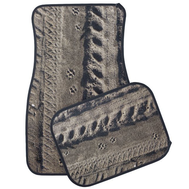 Paw print in dirt road car / truck floor mats (Set)