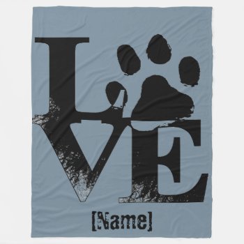Paw Print In Love Fleece Blanket by Paws_At_Peace at Zazzle