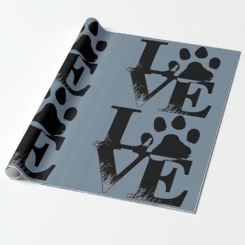 Paw Print In Love Wrapping Paper by Paws_At_Peace at Zazzle