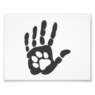 Paw print in the hand - Choose background color