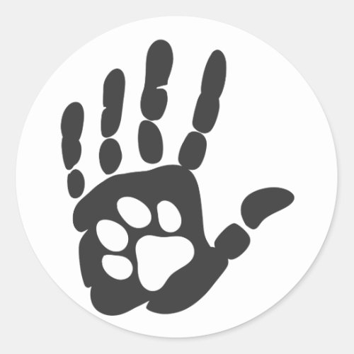 Paw print in the hand _ Choose background color Classic Round Sticker